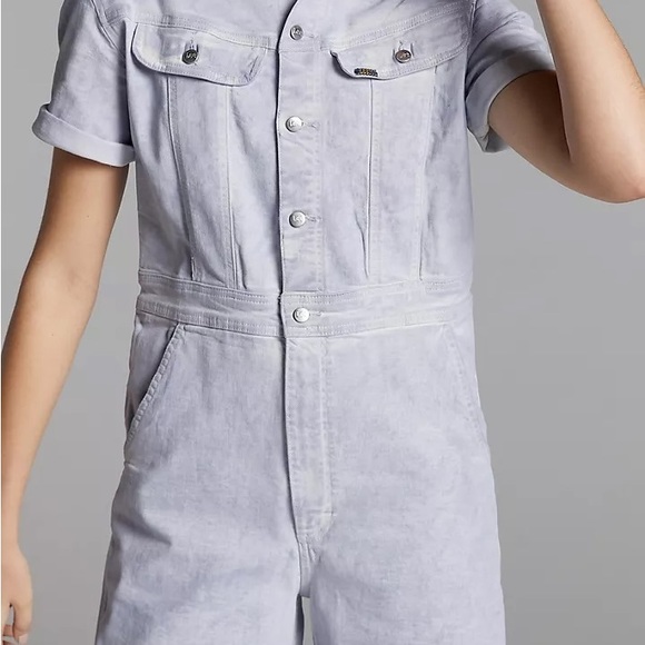 Anthropologie Lee Union All’s Denim Jean Romper Jumpsuit - Picture 3 of 5